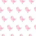 Cute baby pattern with pink birds.Vector background. kawaii