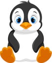 Cute baby penguin cartoon sitting