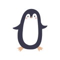 Cute baby penguin. Funny child bird. Scandinavian childish character. Adorable amusing Antarctic polar animal in nordic