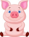 Cute baby pig cartoon sitting Royalty Free Stock Photo