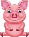 Cute baby pig cartoon sitting Royalty Free Stock Photo