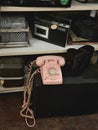 Cute Baby Pink Rotary Phone in a Vintage Store Royalty Free Stock Photo