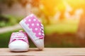 Cute baby pink sports shoes for little girls Royalty Free Stock Photo