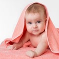 Cute baby in pink towel Royalty Free Stock Photo