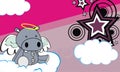 Cute baby plush hippo angel cartoon background Royalty Free Stock Photo