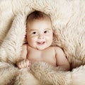 Cute baby portrait lying on fur