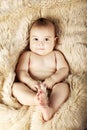 Cute baby portrait lying on fur