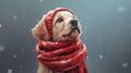 Cute baby puppy in trendy winter gear: pet style