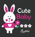 cute baby rabbit print vector art