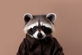 Cute Baby Raccoon Portrait in Vibrant Minimalist Studio. Generative AI Illustration