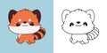 Cute Baby Red Panda Clipart for Coloring Page and Illustration. Happy Clip Art Baby Animal. Happy Vector Illustration of Royalty Free Stock Photo