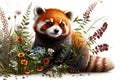 Cute Baby Red Panda kawaii cute big eye multicolor isolate on white background