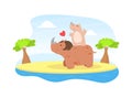 Cute Baby Rhinoceros and Parent, Happy Wild African Animals Family Cartoon Vector Illustration Royalty Free Stock Photo