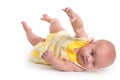 Cute baby rolling over isolated on white Royalty Free Stock Photo