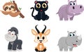Cute Baby Safari Animals Cartoon Characters. Vector Flat Design Collection Set Royalty Free Stock Photo