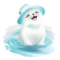 Cute baby seal cartoon show laughing face cartoon vector illustration Royalty Free Stock Photo