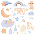 cute baby icons set. vector illustration Royalty Free Stock Photo