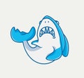 cute baby shark angry. cartoon animal nature concept Isolated illustration. Flat Style suitable for Sticker Icon Design Premium