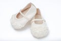 Cute baby shoes for girl kids on white background. Royalty Free Stock Photo