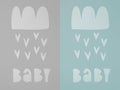 Cute Baby Shower Composition with Cloud and Rain of Dropping Hearts. Royalty Free Stock Photo