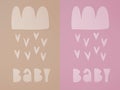 Cute Baby Shower Composition with Cloud and Rain of Dropping Hearts. Royalty Free Stock Photo