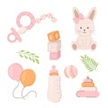 Cute Baby Shower Elements Set