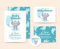 Cute Elephant Shower Theme Baby Shower Invitation Card Illustration Template