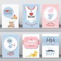 Cute baby shower invitation. vector