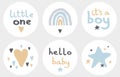 Cute Baby shower Party Vector Toppers. It`s a Boy. Royalty Free Stock Photo