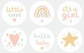 Cute Baby shower Party Vector Toppers. It`s a Girl.