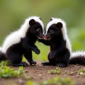 Cute Baby Skunks Playing Together Royalty Free Stock Photo
