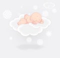 Cute Baby Sleeping on Cloud Royalty Free Stock Photo