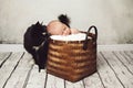 Cute Baby Is Sleeping Near A Big Black Cat Royalty Free Stock Photo