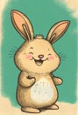 Cute baby smiling bunny rabbit cartoon