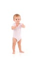 Cute baby standing unstable Royalty Free Stock Photo