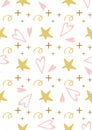 Cute baby star hearts seamless pattern seamless Princess pink background Vector Royalty Free Stock Photo