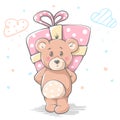 Cute baby teddy cartoon character for print t-shirt.