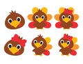 Cute Baby Thanksgiving Turkeys Vector Illustration