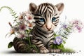 Cute Baby Tiger kawaii cute big eye isolate on white background