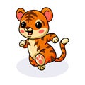 Cute baby tiger cartoon running Royalty Free Stock Photo