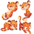 Cute baby tiger character sleep and sneaks Royalty Free Stock Photo