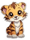 Cute Baby Tiger Stickers - Super Cute Character in Cartoon Style AI Generated