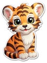 Cute Baby Tiger Stickers - Super Cute Character in Cartoon Style AI Generated