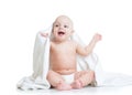 Cute baby with towel after bath Royalty Free Stock Photo