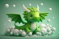 Cute dragon with white balls, Generative AI