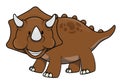 Cute Baby Triceratop Dinosaur Cartoon Color Illustration Royalty Free Stock Photo