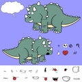 Cute baby triceratops cartoon expressions set Royalty Free Stock Photo