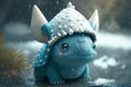 Cute Baby Triceratops Wearing A Hat