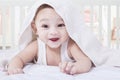 Cute Baby Try to Crawl under A Towel Royalty Free Stock Photo