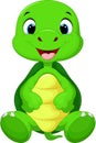 Cute baby turtle cartoon sitting Royalty Free Stock Photo